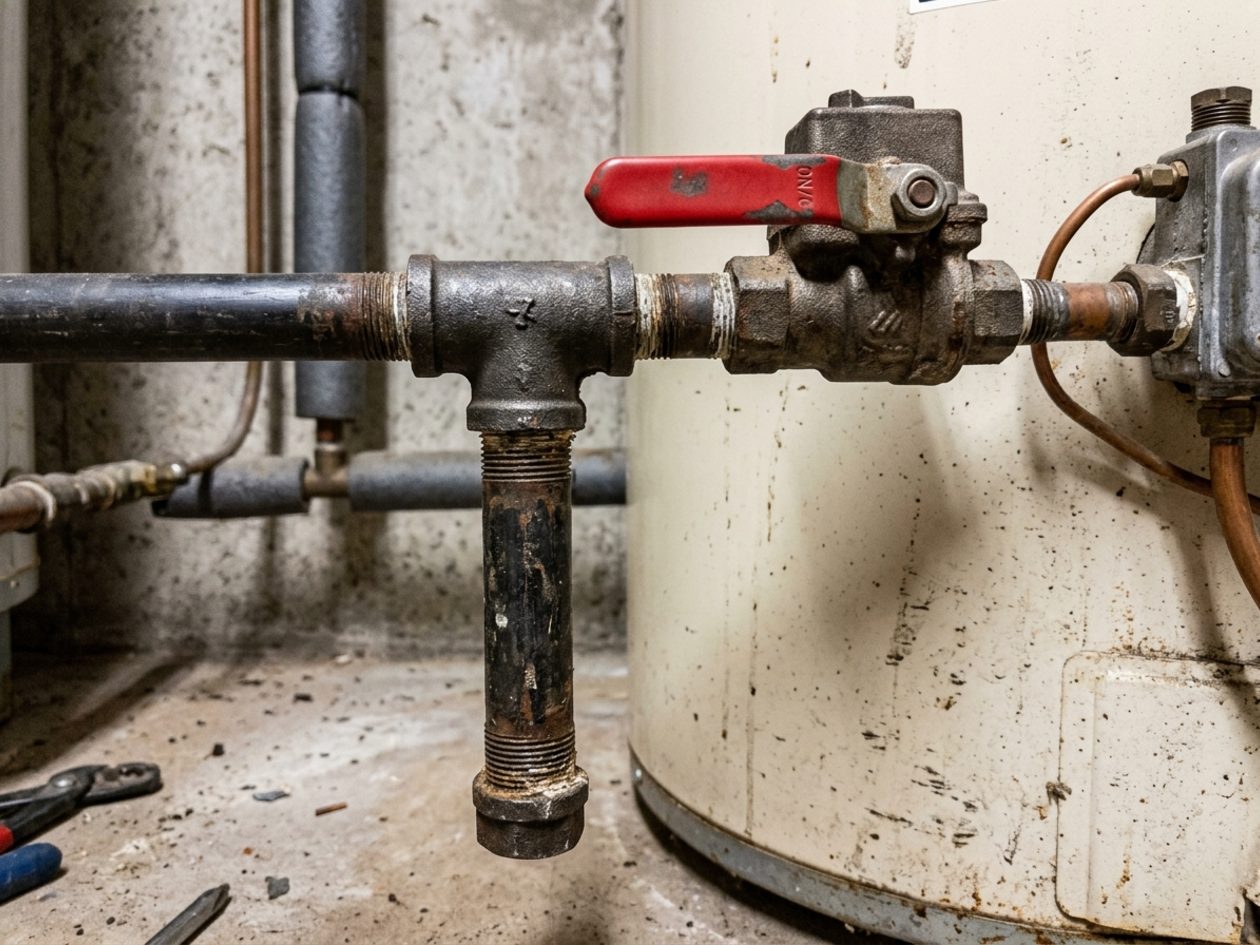 Drip leg assembly on the gas supply to a water heater